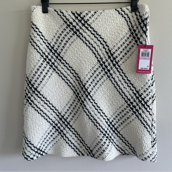 NWT Vince Camuto Plaid A-Line Mini Skirt White/Black Size 6 - Picture 1 of 10